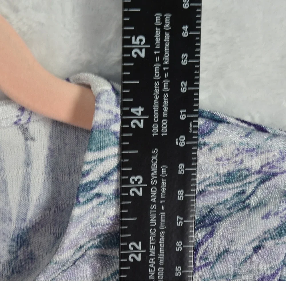 Chico's Easywear Top Women XS Chicos size 0  White Purple Floral Short Sleeve - Picture 6 of 7